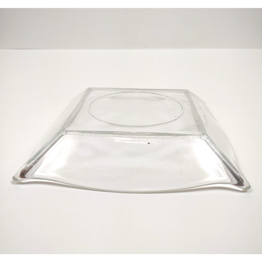 Vintage Clear Glass Pillar Candle Holder Plate Square 5.5" Beveled Edge - Picture 5 of 7